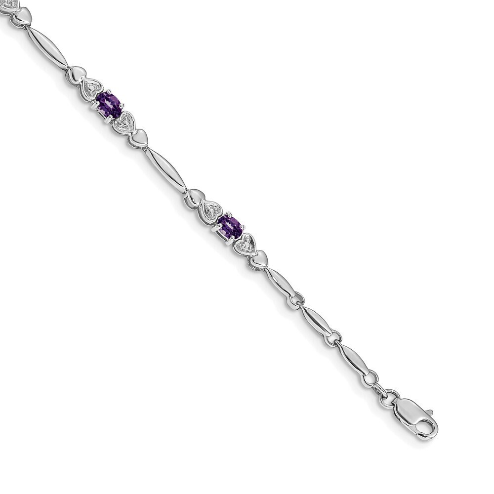 Kazi Luxury 14k White Gold Diamond and Amethyst Bracelet